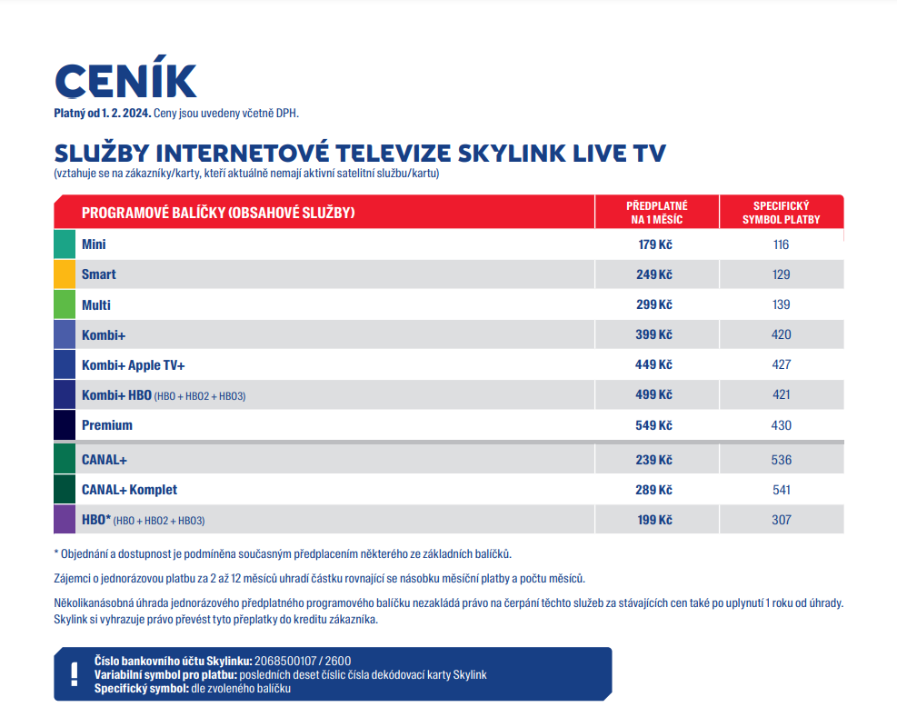 Ceník LIVE 1.2.2024